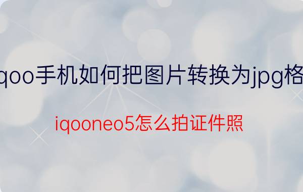 iqoo手机如何把图片转换为jpg格式 iqooneo5怎么拍证件照？